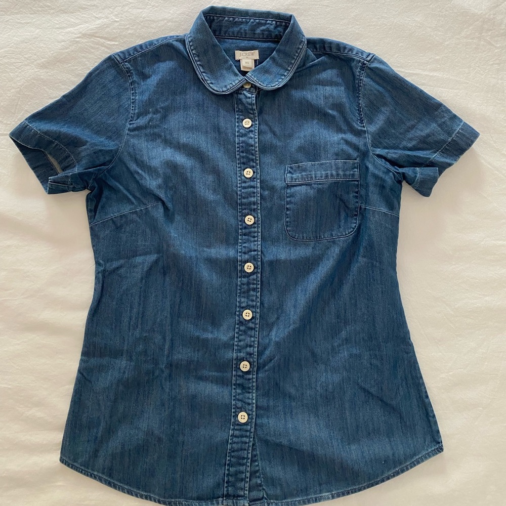 J. Crew Chambray Short Sleeve Top SZ: XS